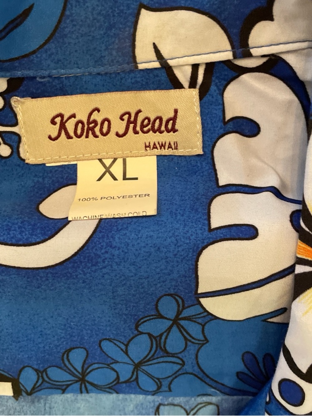 Mens Koko Head Blue Hawaiian Floral Shirt - size XL - Picture 2 of 2